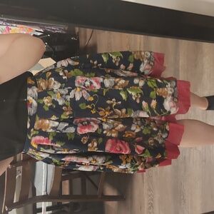 Brooks Bros 100% cotton navy blue and pink floral skirt